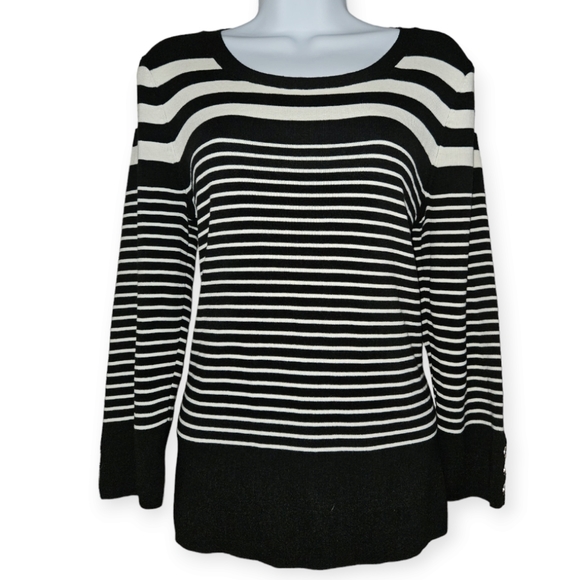 NWT Talbots black & white striped sweater top Womens Medium - Picture 5 of 7